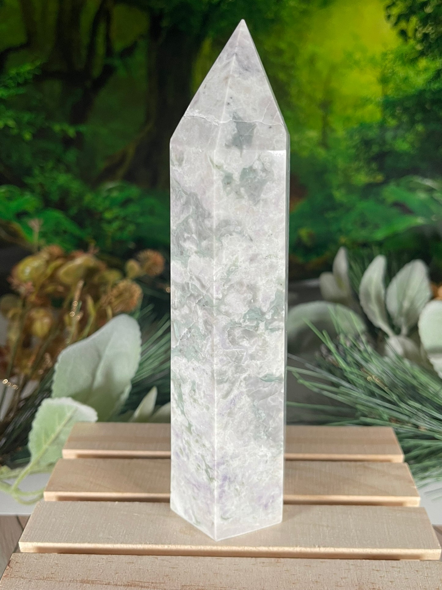 Tower - Natural Stone Auspicious Jasper Crystal Obelisk Point - 619g