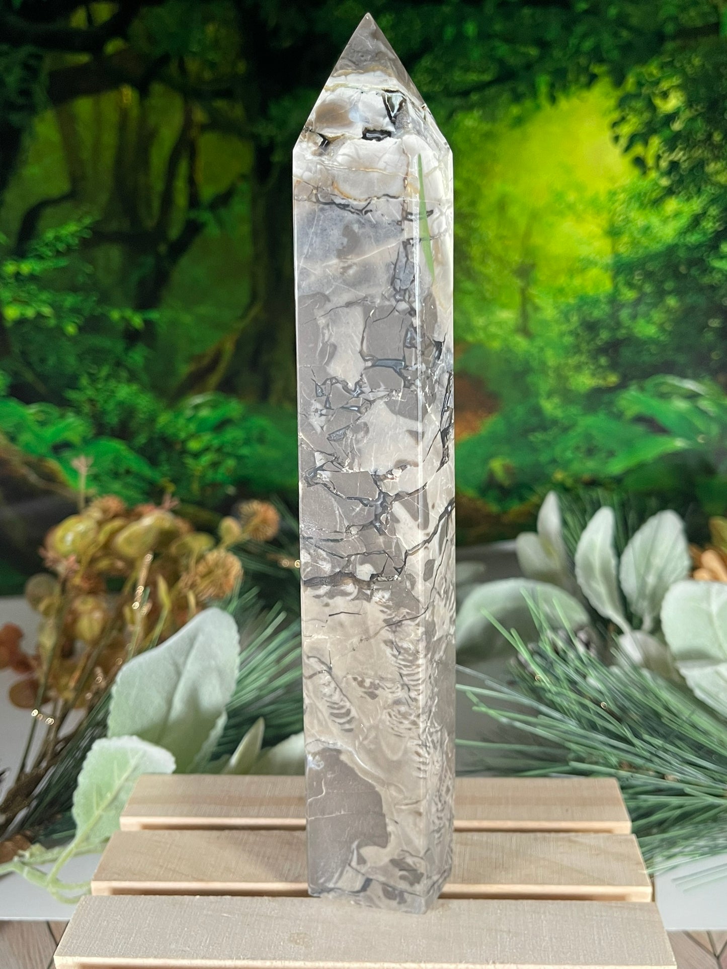 Tower - Natural Stone Vesuvianite Agate Carnelian Crystal Obelisk Point - 602g