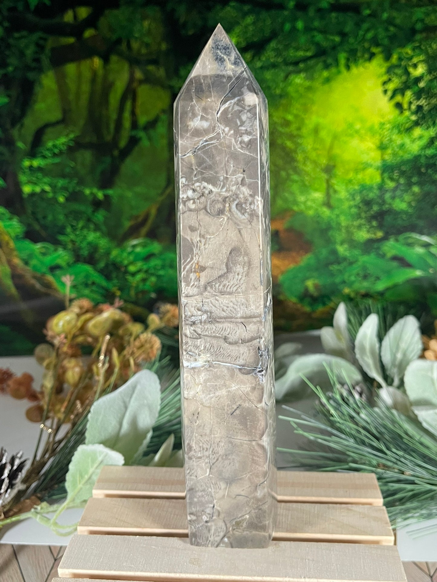 Tower - Natural Stone Vesuvianite Agate Carnelian Crystal Obelisk Point - 747g