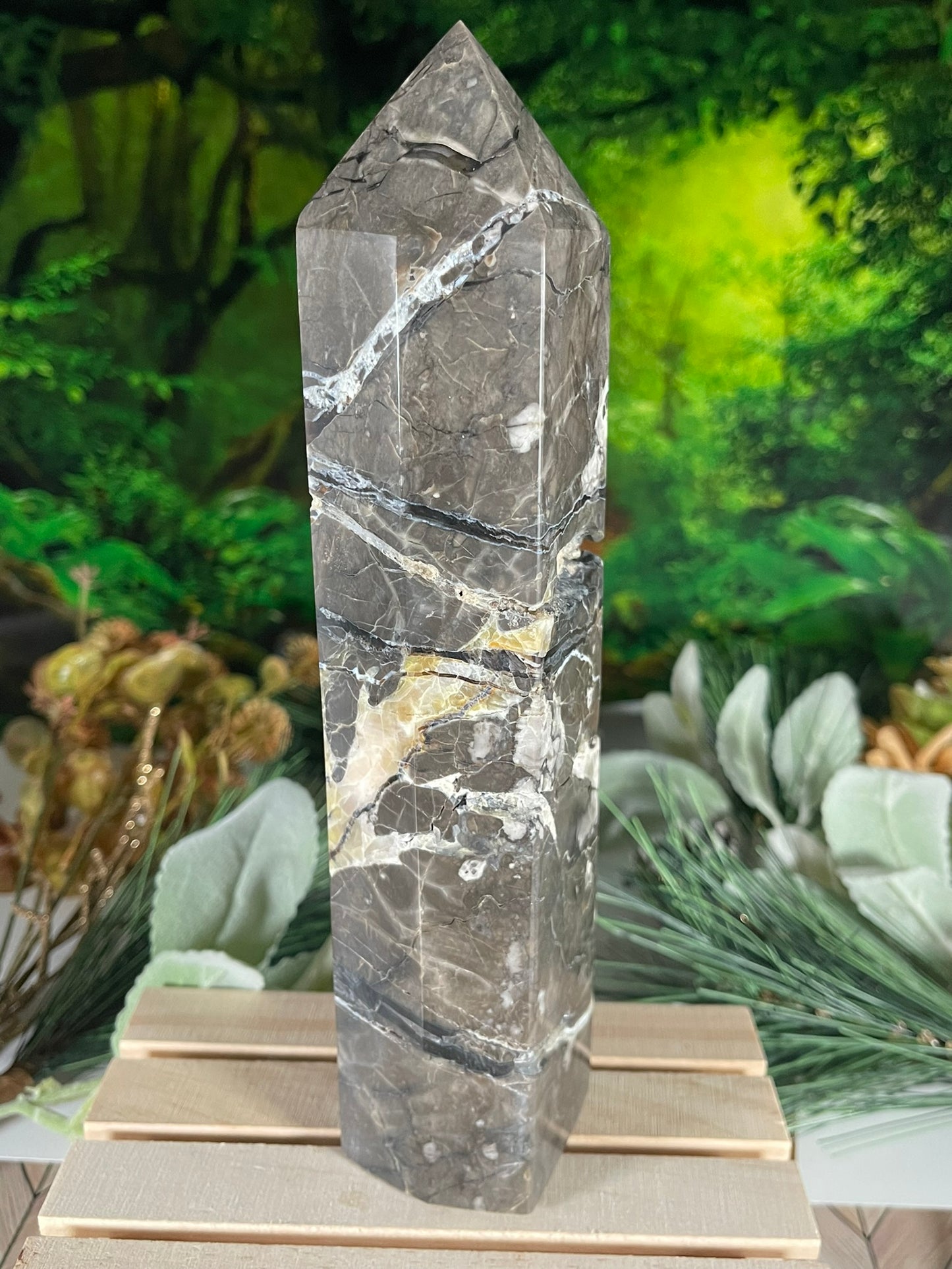 Tower - Natural Stone Vesuvianite Agate Carnelian Crystal Obelisk Point - 891g