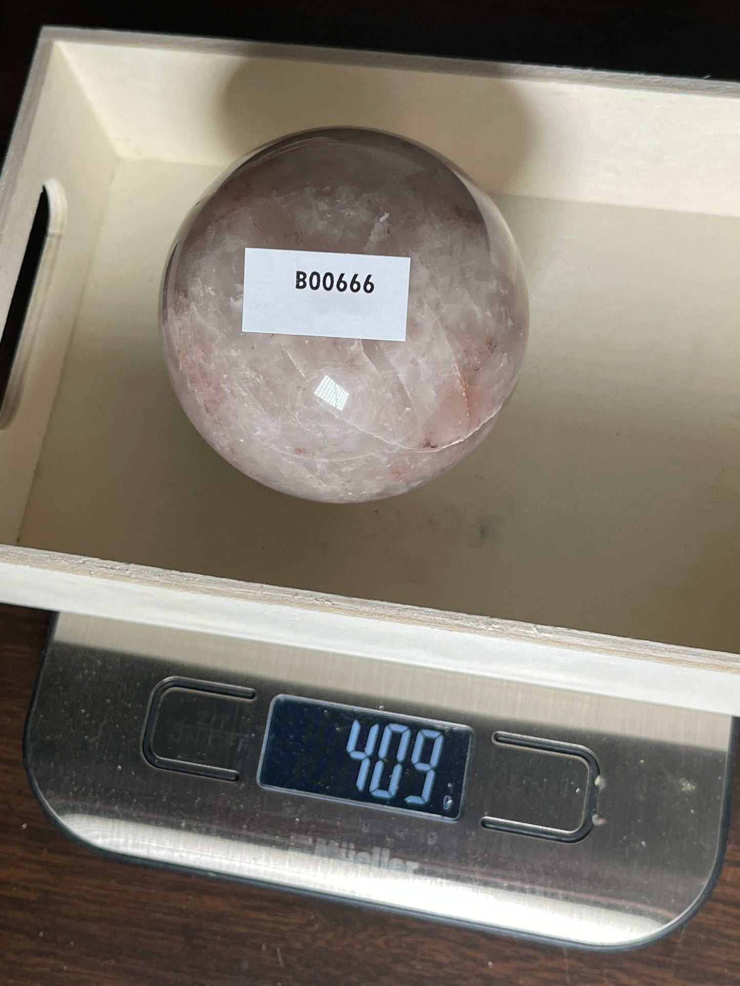 Crystal Ball - Rose Quartz Rare Unique Sphere Natural Stone - 409g