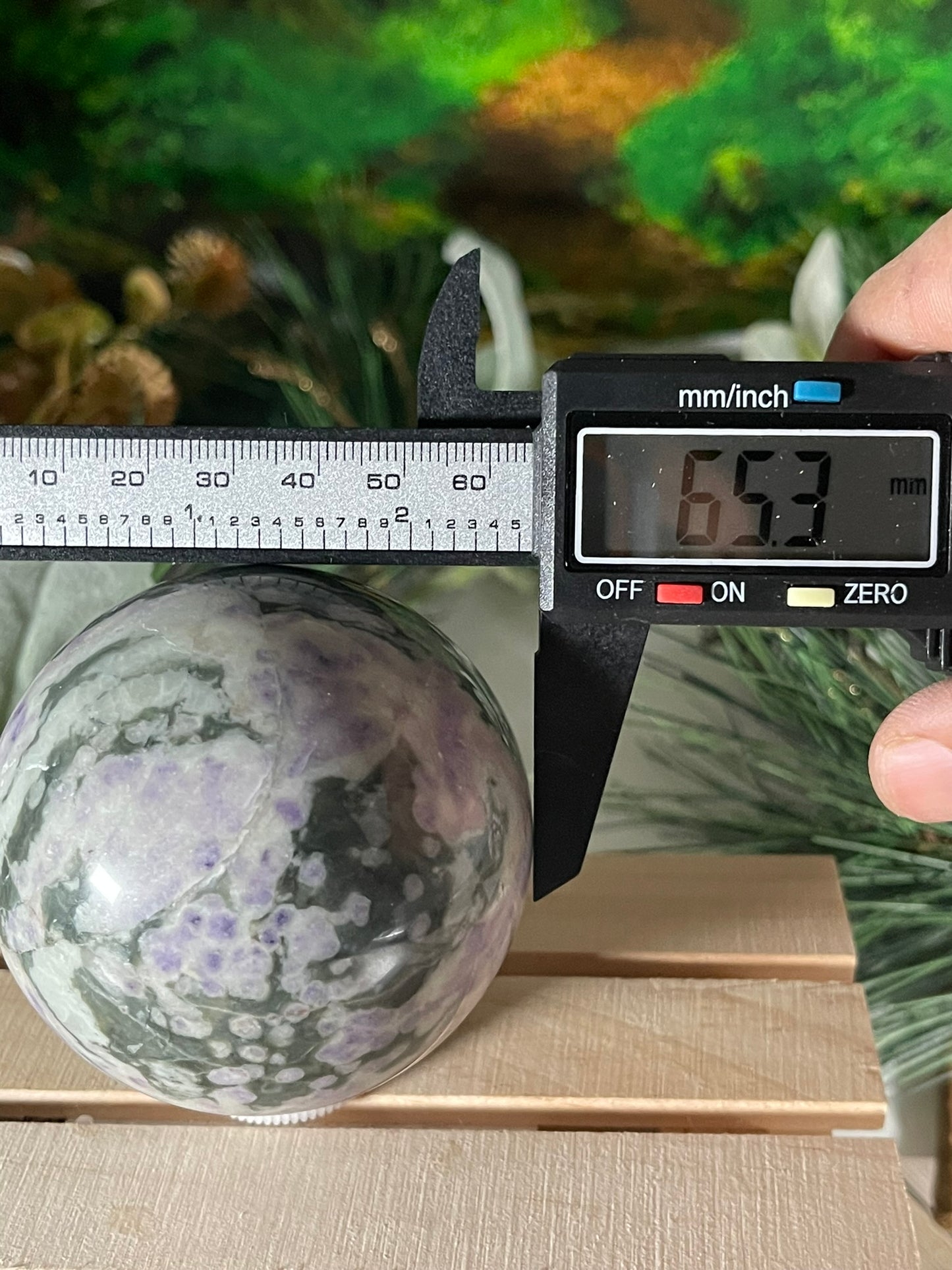 Crystal Ball - Moss Agate Quartz Unique Sphere Natural Stone Geod Jasper - 426g