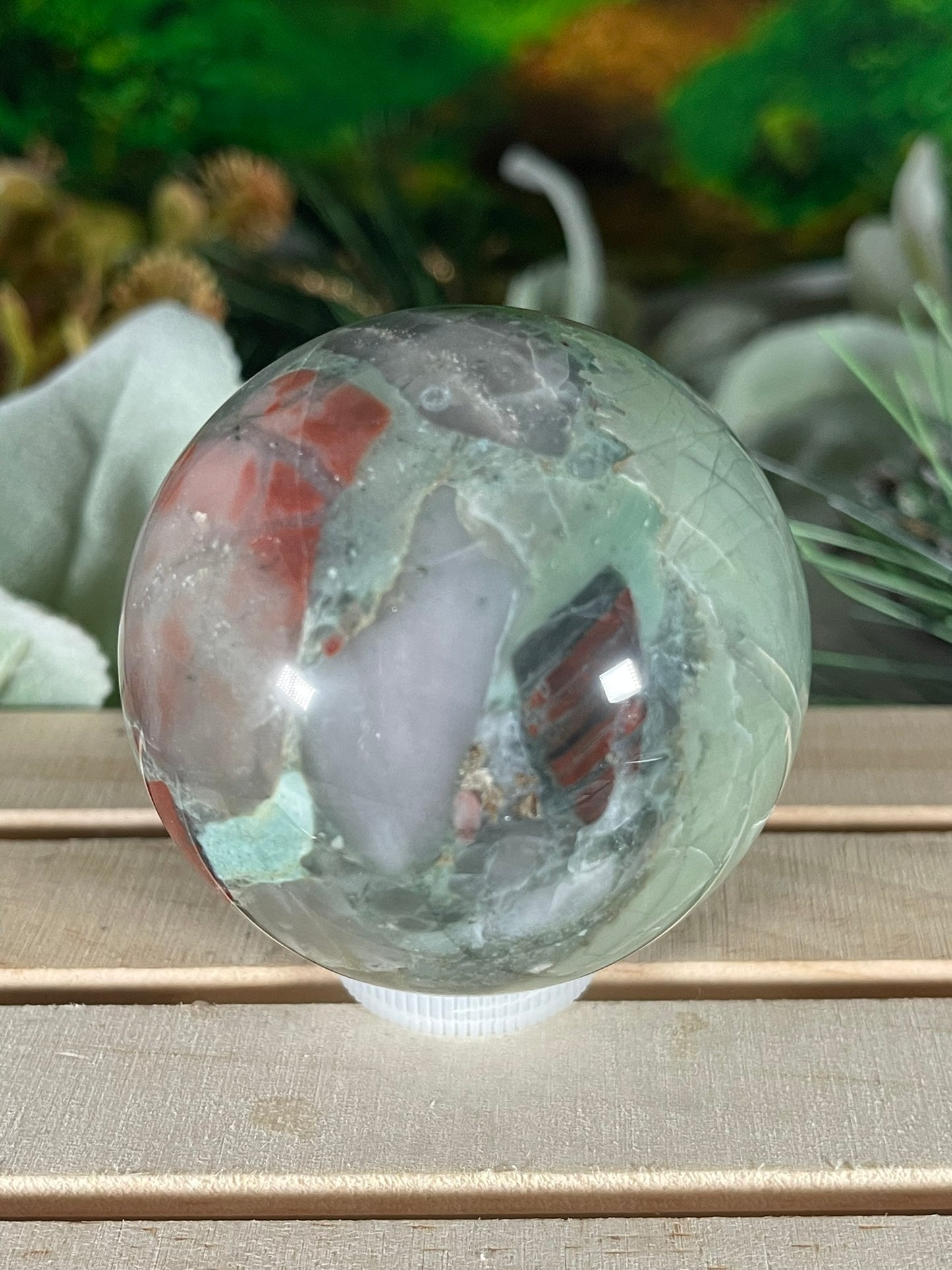 Crystal Ball - African Bloodstone Rare Unique Sphere Natural Stone - 326g