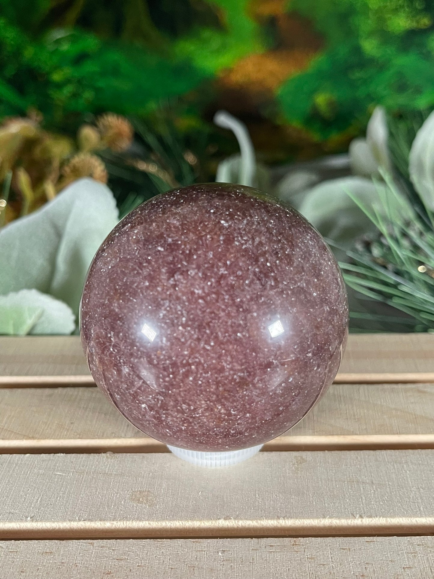 Crystal Ball - Strawberry Quartz Rare Unique Sphere Natural Stone - 321g