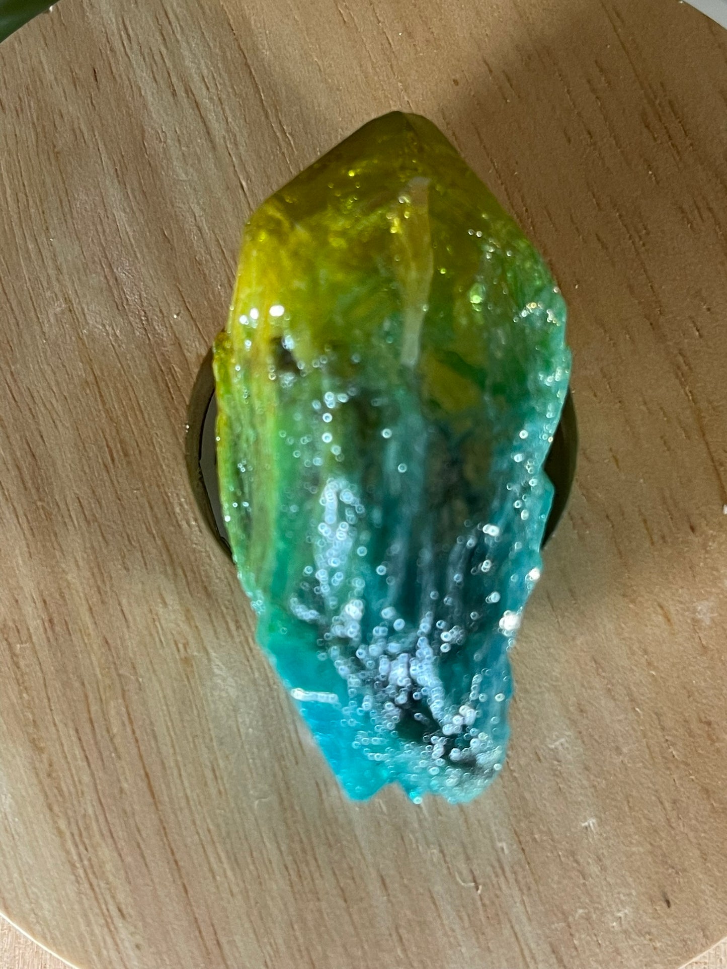 Aura Titanium Plated Natural Quartz Crystal Point Rainbow Yellow Green - 230.00Ct