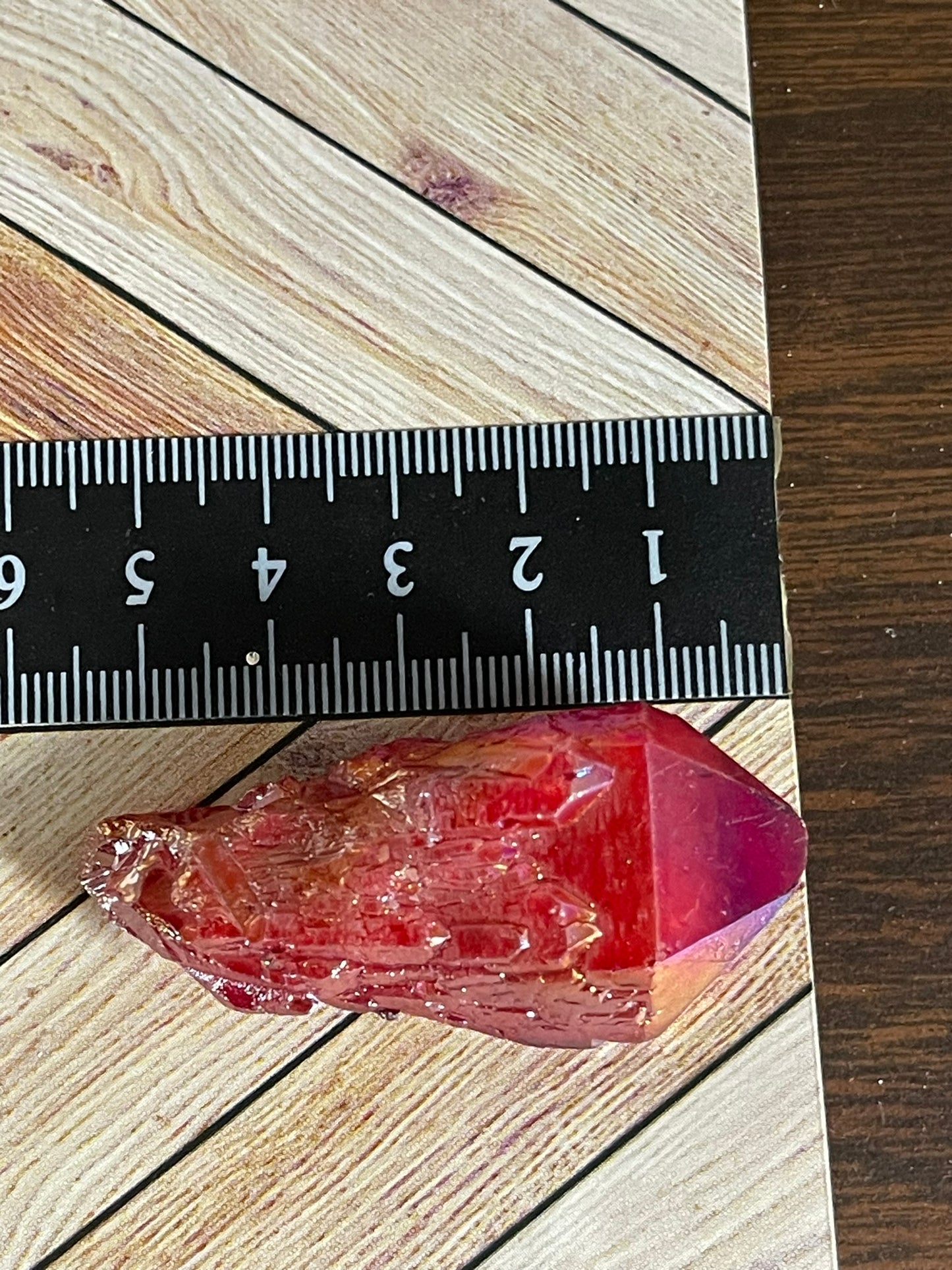 Aura Titanium Plated Natural Quartz Crystal Point Rainbow Red - 126.75Ct