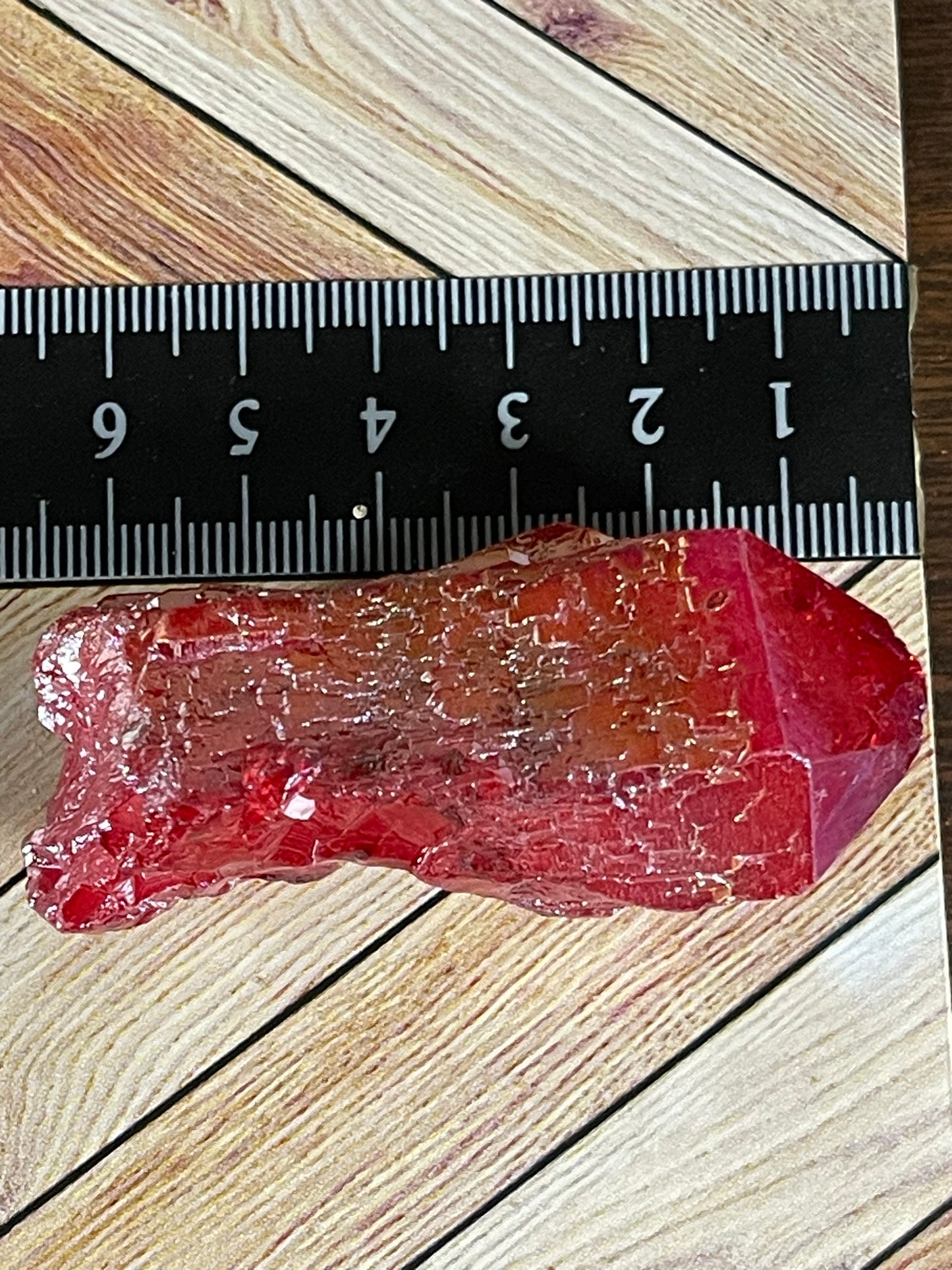 Aura Titanium Plated Natural Quartz Crystal Point Rainbow Red - 273.05Ct