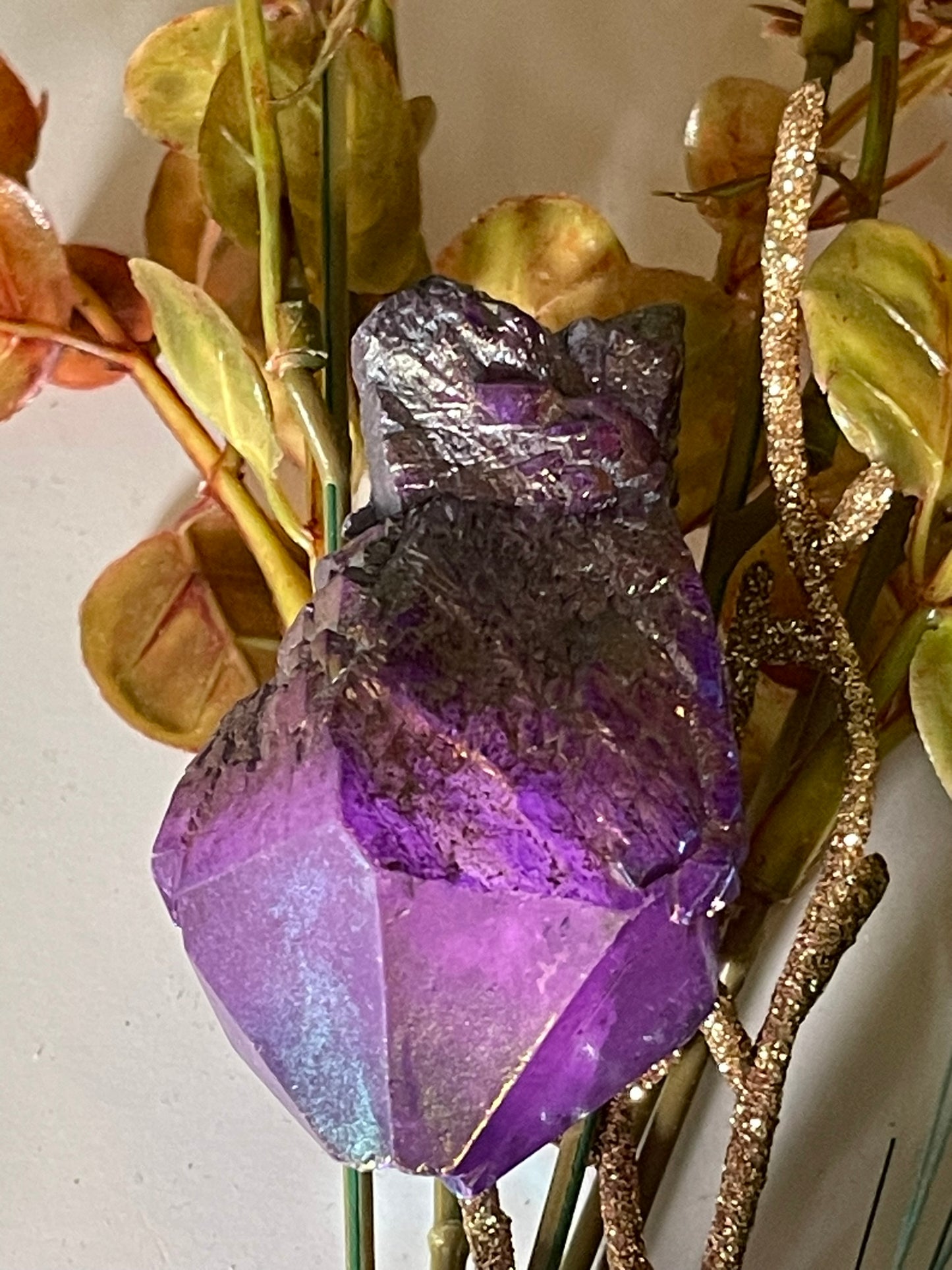 Aura Titanium Plated Natural Quartz Crystal Point Rainbow Purple - 403.25Ct