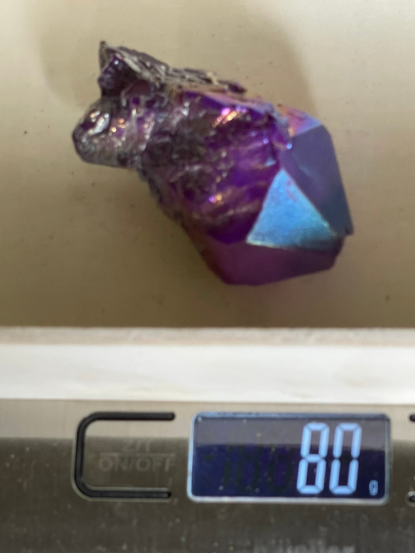 Aura Titanium Plated Natural Quartz Crystal Point Rainbow Purple - 403.25Ct