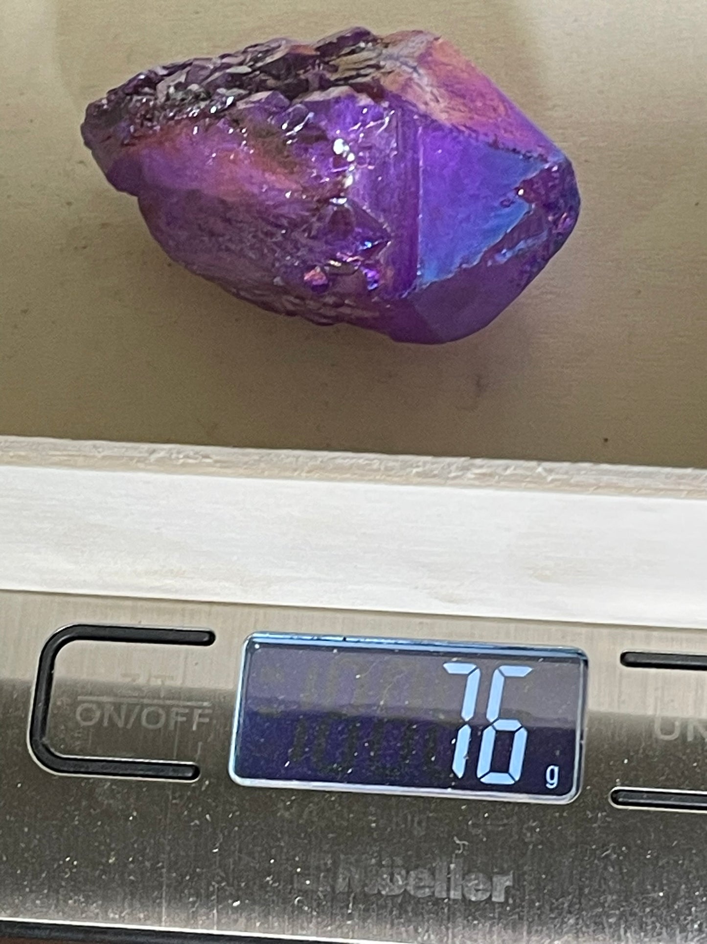 Aura Titanium Plated Natural Quartz Crystal Point Rainbow Purple - 378.25Ct