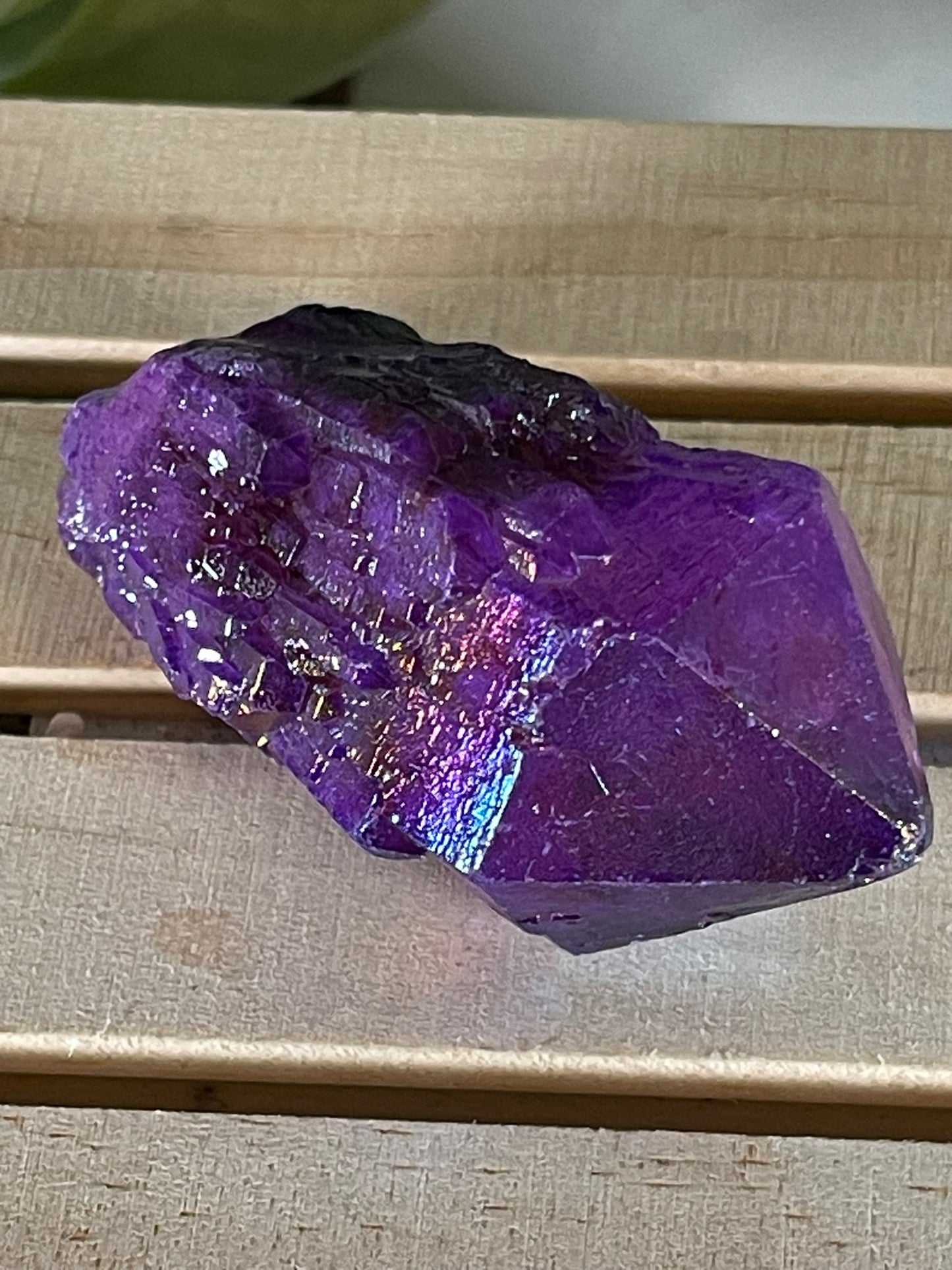 Aura Titanium Plated Natural Quartz Crystal Point Rainbow Purple - 374.25Ct