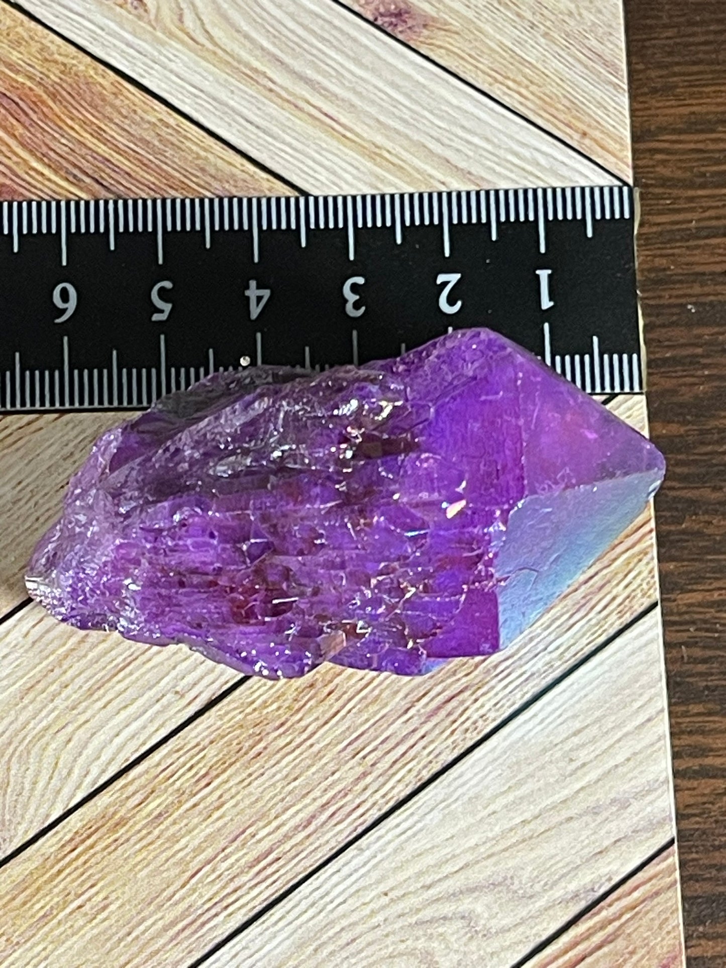 Aura Titanium Plated Natural Quartz Crystal Point Rainbow Purple - 374.25Ct