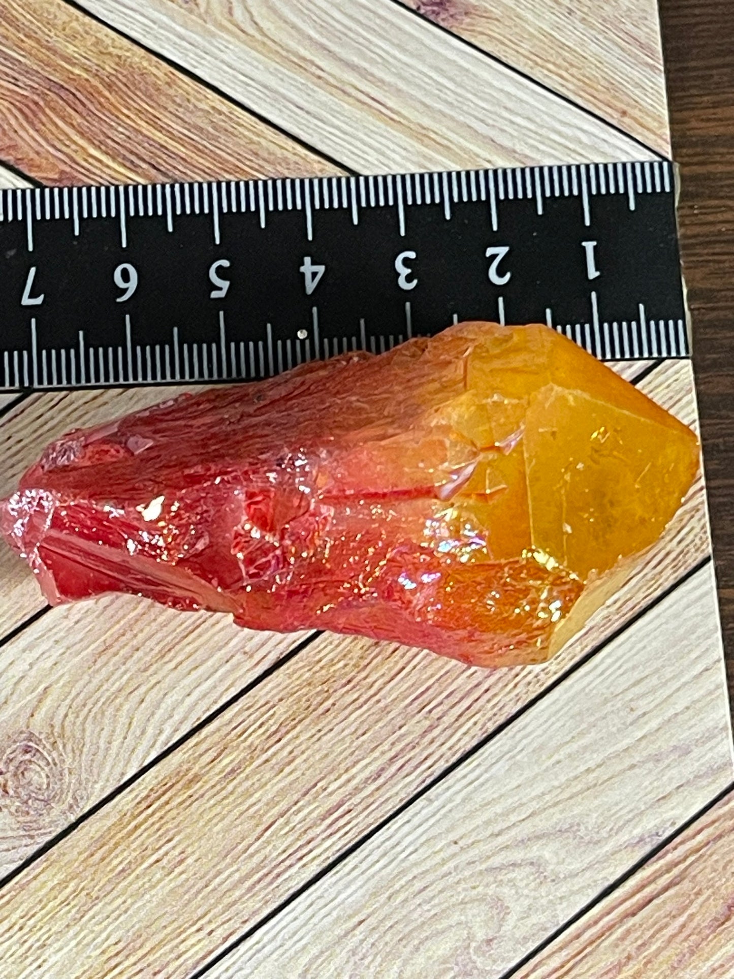 Aura Titanium Plated Natural Quartz Crystal Point Rainbow Yellow Red - 352.95Ct