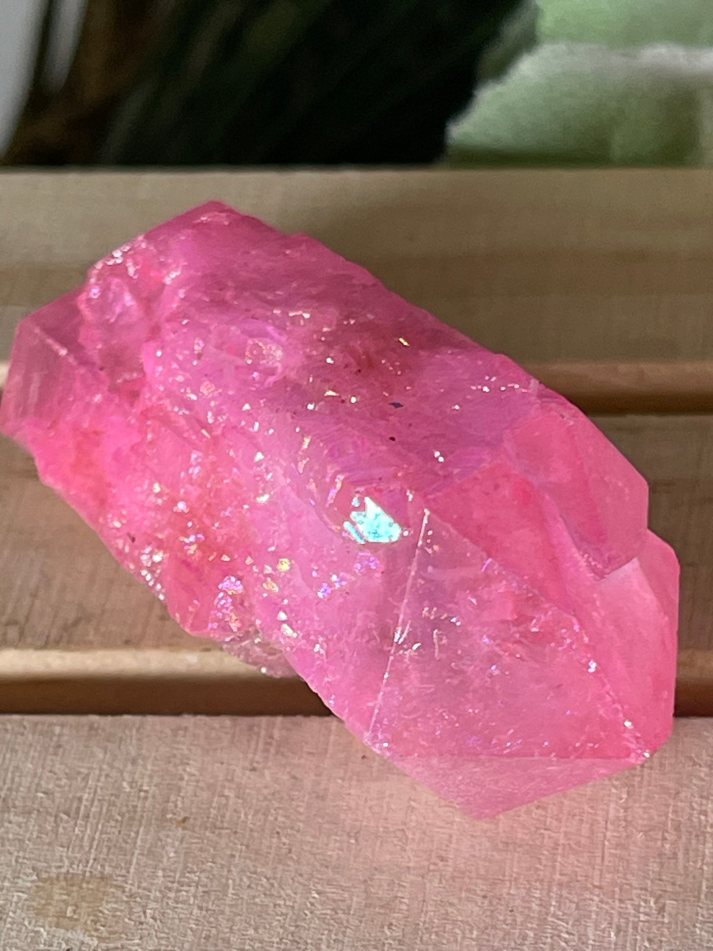 Aura Titanium Plated Natural Quartz Crystal Point Rainbow Pink - 202.90Ct