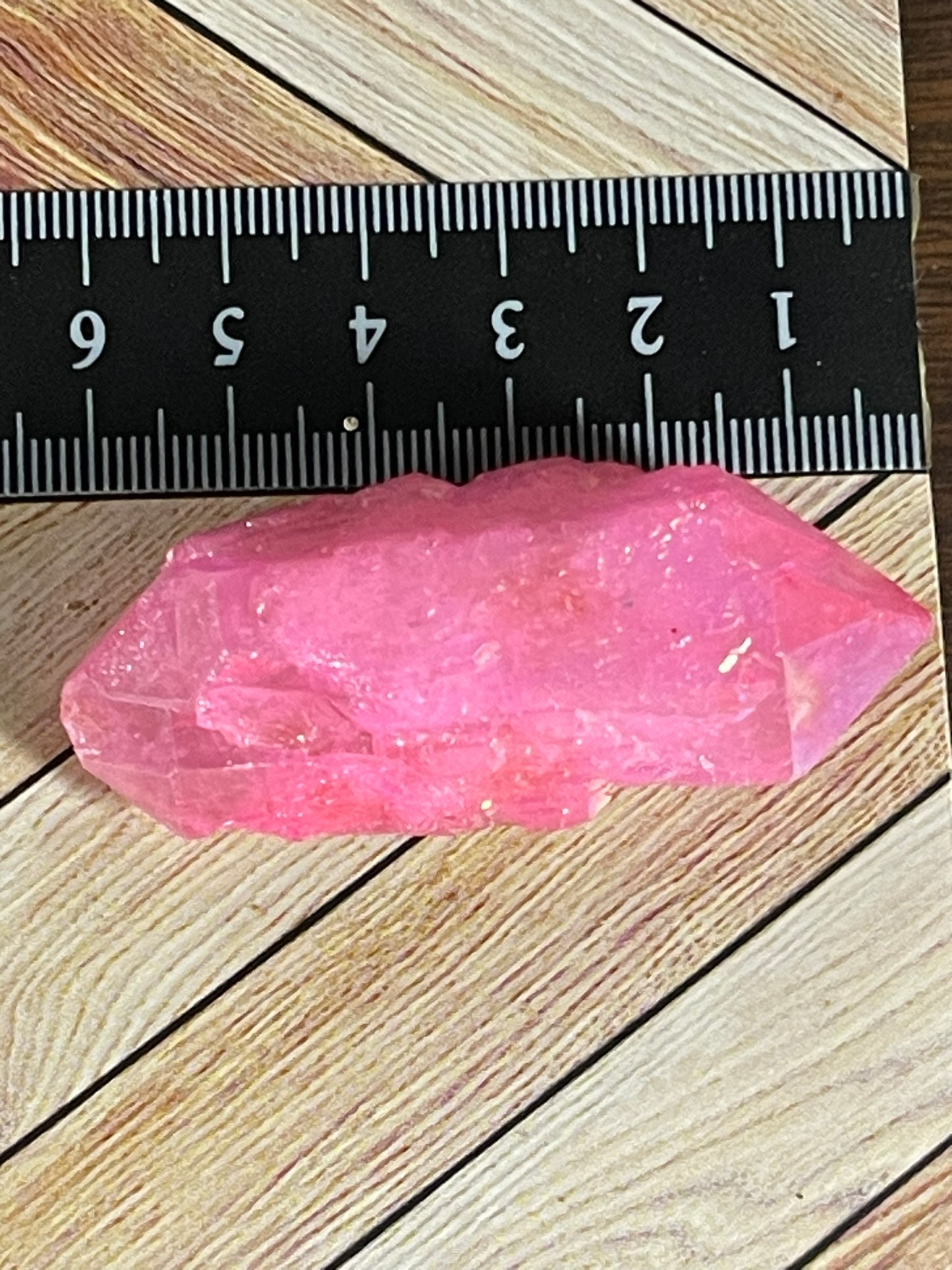 Aura Titanium Plated Natural Quartz Crystal Point Rainbow Pink - 202.90Ct