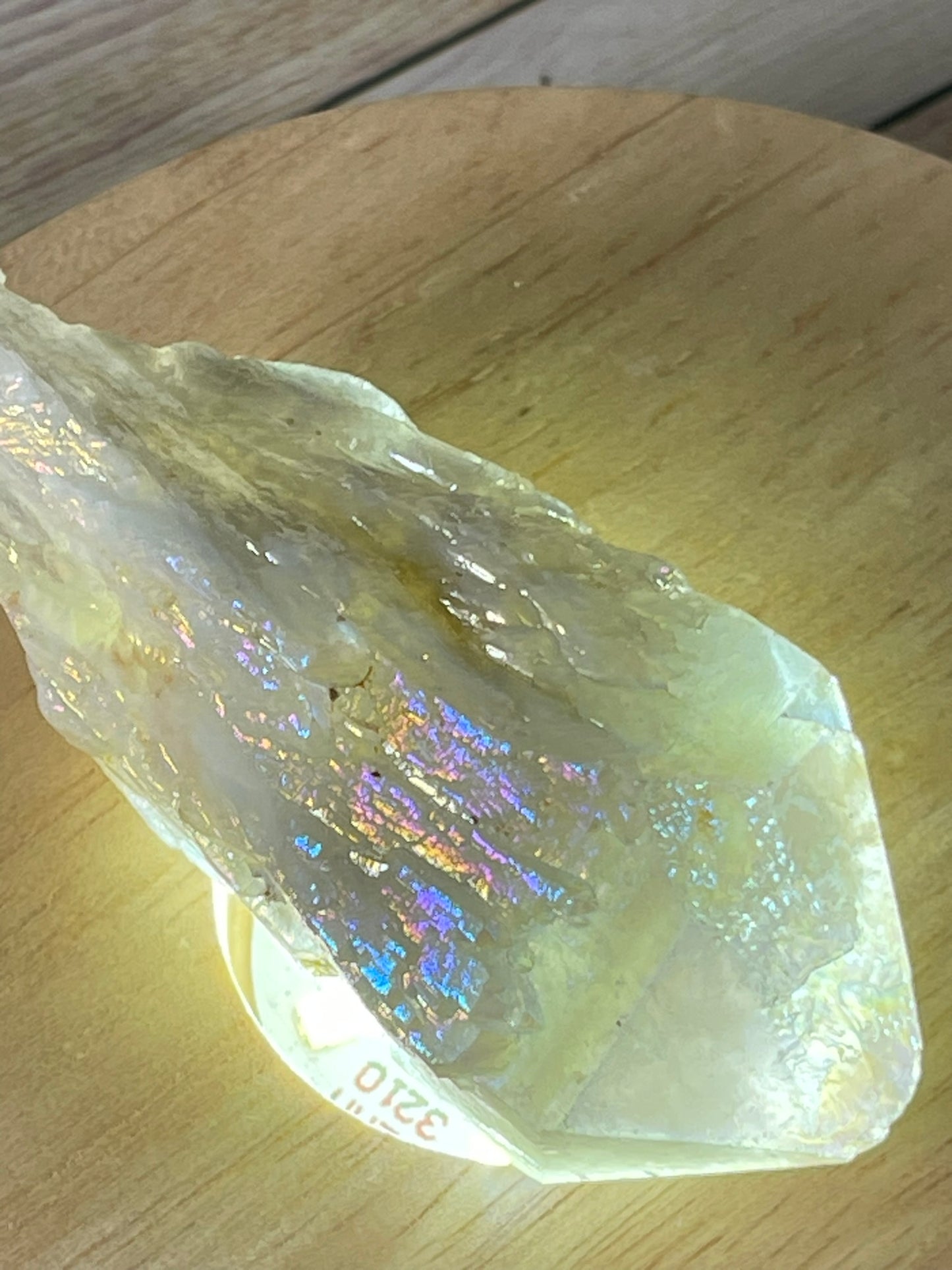 Aura Titanium Plated Natural Quartz Crystal Point Rainbow White - 245.65Ct