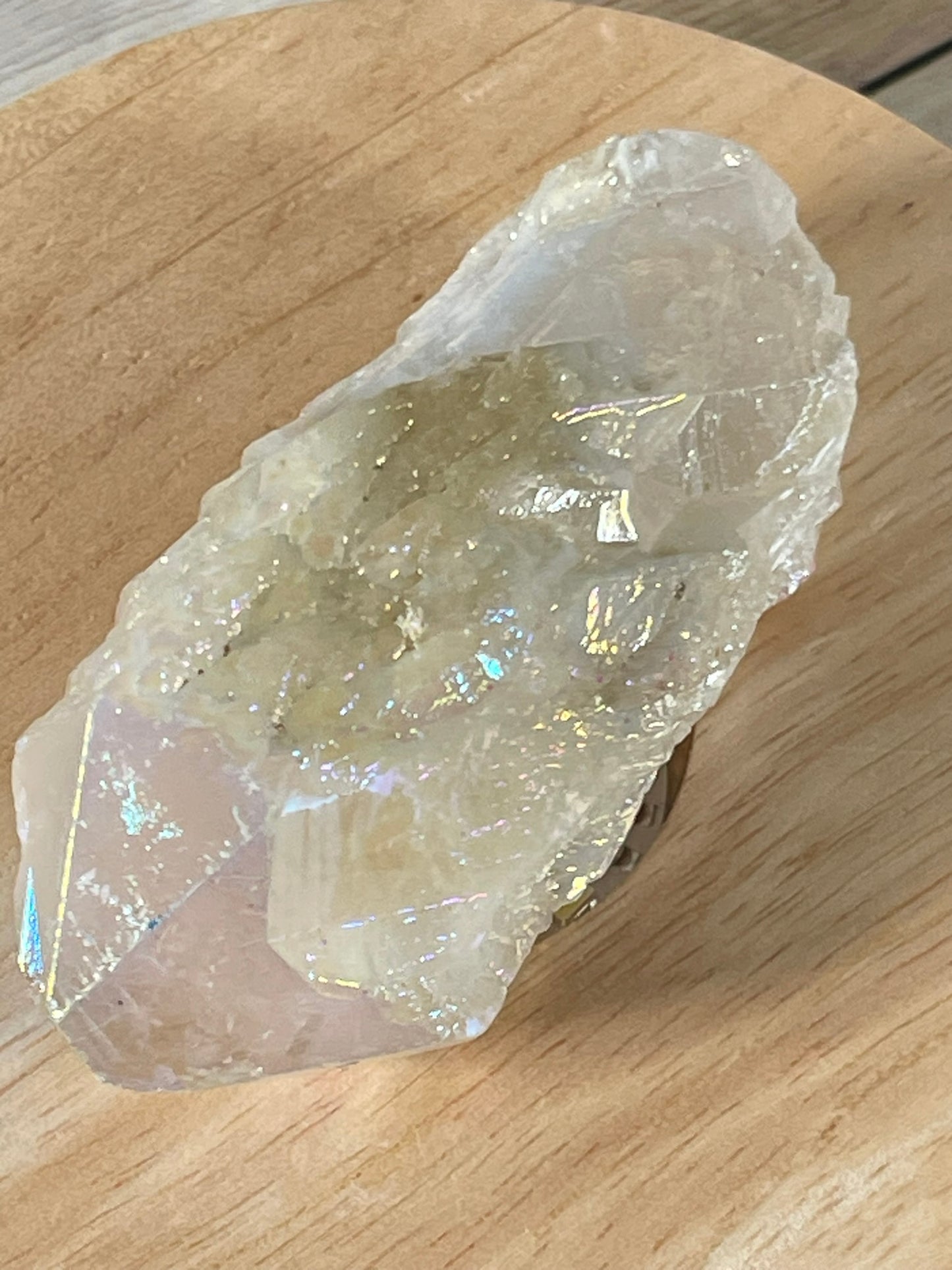 Aura Titanium Plated Natural Quartz Crystal Point Rainbow White - 318.05Ct