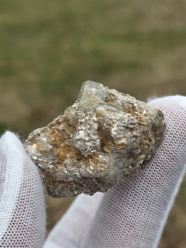 Certified Rare 152ct Aquamarine Crystal on Golden Muscovite Matrix – Natural Pakistan Pegmatite Specimen
