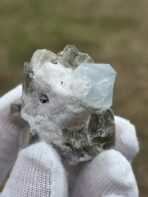 Certified 74.90ct Aquamarine Crystal with Mica Rosettes – Natural Pakistan Pegmatite Mineral Specimen - Image 4